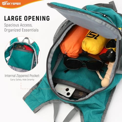 SKYSPER 15L Hiking Backpack Lightweight Foldable Daypack with Chest Strap Small Travel Rucksack for Women Men Packable Folding Bagpack for Travelling — view 2