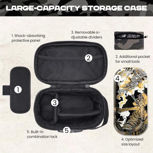 RYO TRUST Smell Proof Bag with Combination, Containers with Lock, Stash Bag for Storage and Travel, 8.7"×5.6"×3.8" Stash Bag with Metal Tray and Mini Foil Pocket，Camo — view 2