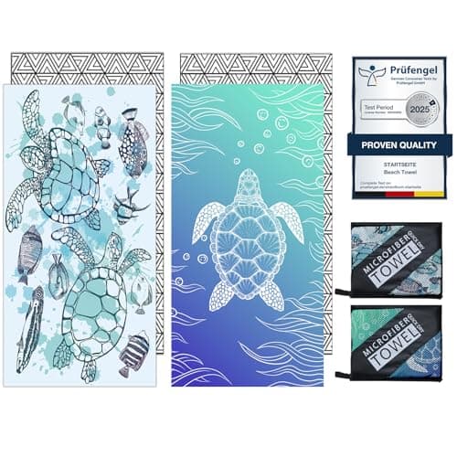 Startseite Microfibre Beach Towels for Adults - 2 Pack 180x100cm Lightweight Beach Towel Extra Large, Sand Free & Quick Dry Beach Towel Extra Large for Travel, Swim, Sports(Double Turtle)
