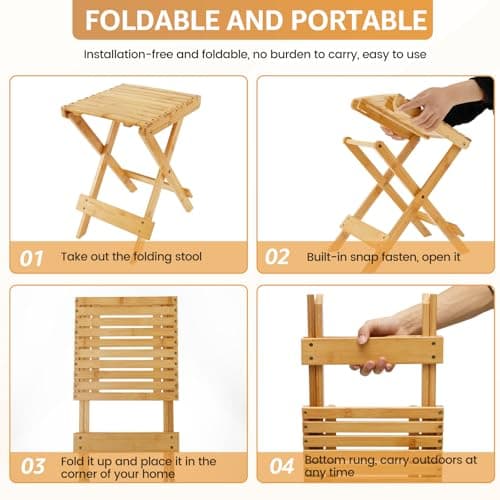 HZUIZXYO Folding Side Table,Wood Small Folding Table Foldable Small Patio Table Lightweight Portable Side Table Compact Patio Folding Table for Indoor Outdoor,28x28x40cm — view 6