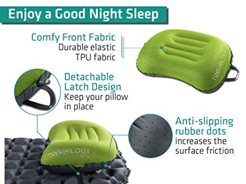 TREKOLOGY Ultralight Inflatable Camping & Travel Pillow – Compact, Ergonomic Neck & Lumbar Support Cushion for Adults & Kids – Ideal for Camping, Backpacking, and Beach Trips — view 3