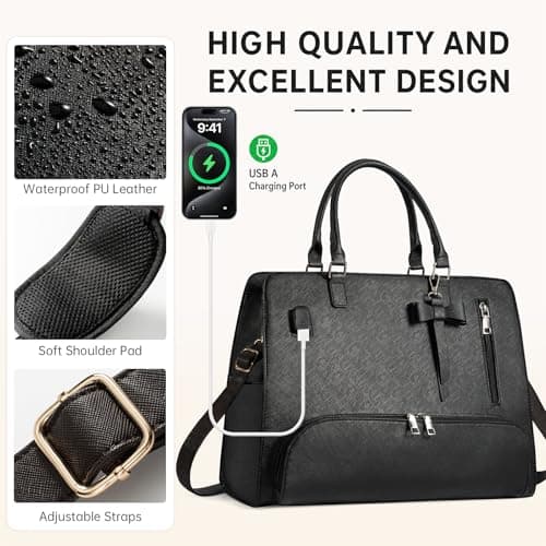 Tiostep 2-in-1 Lunch Tote Cooler Bag for Women — Laptop Bag & Insulated Lunch Compartment, Detachable Wristlet Wallet, Fits 15.6-Inch Laptop, Perfect for Work, Picnic & Travel (Black) — view 6