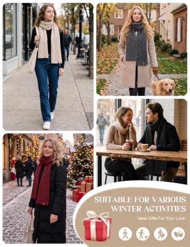 Vijamiy Winter Scarf Lightweight Long Knitted Scarves for Women Men — view 5