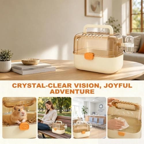 Hamster Carrier Cage with Water Bottle, Travel Cage for Small Animals — view 4