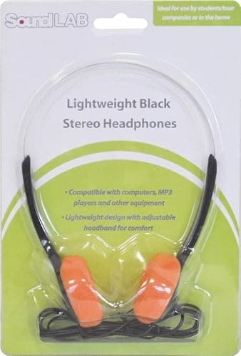 SoundLab Lightweight School Office Stereo Headphones - Orange — view 2