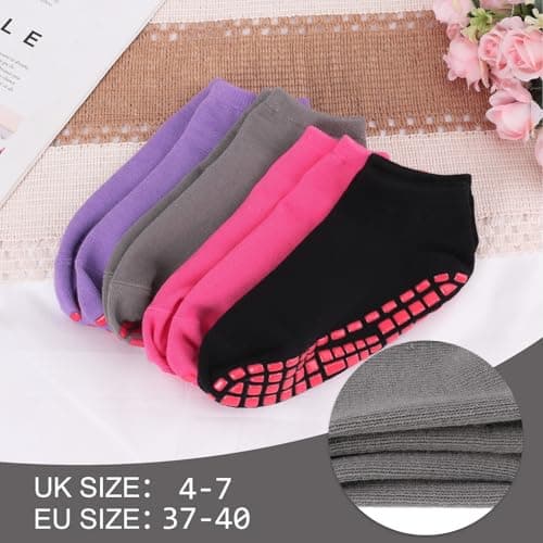 Dacitiery 4 Pairs Pilates Socks Non Slip Yoga Socks for Women 4-7(color2) — view 3