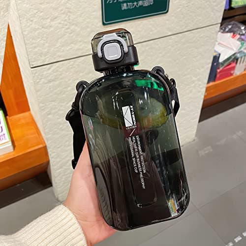 Taozoey 750ml Water Bottle, Flat Water Bottle, Leak Proof Water Bottles with Strap Suitable for Sports, Fitness, Camping (Gray) — view 6