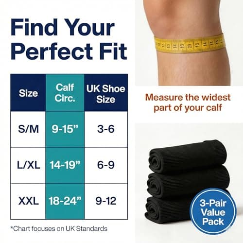 ZHENICH 3 Pairs Compression Socks Women & Men 15-24 mmHg - Graduated Support, Wide Non-Binding Cuff, Breathable for Travel, Running, Nurses, Pregnancy & Oedema Relief - UK 3.5-10.5(S/M) — view 6