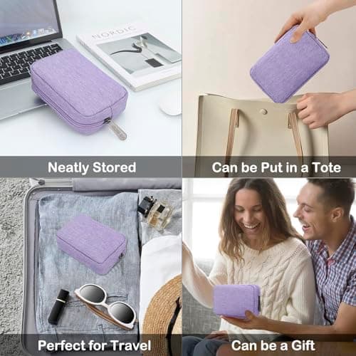 DOB SECHS Waterproof Canvas Mini Travel Makeup Carrying Case Wash Bags Cosmetic Bag Portable Electronics Accessories Organizer Wash Gym Shaving Bag, Purple — view 4