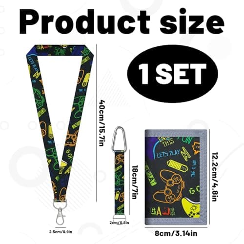 Kids Wallet Tri fold Coin Pocket,Boys Wallets for Teenagers,Children Neck Pouch with Zipper Key Chain and ID Window Card Holders with Lanyard and Key Chain Holder for Toddler Children Birthday Gifts — view 2