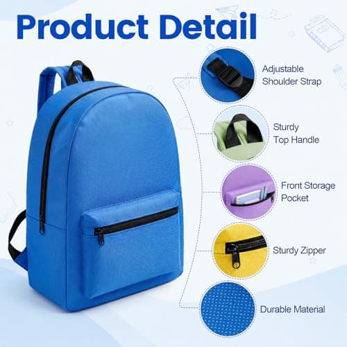 BAYSING 12 Pack Bulk Backpacks, Wholesale 17-Inch Lightweight Bookbags for Daily Use, Travel, Gym, Outdoor Activities, Events & Corporate Bundles, 6 Assorted Colors — view 4