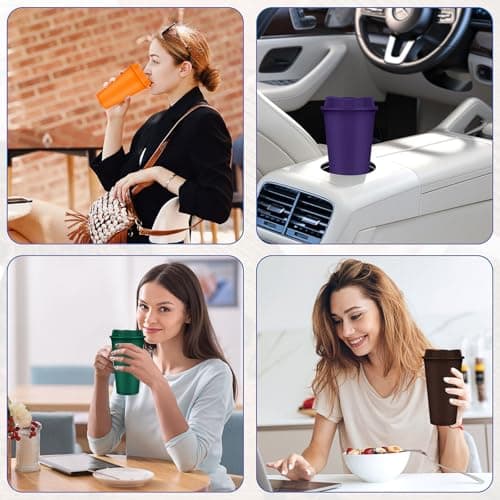 MSYU 15 Pack Reusable Coffee Cups with Lids Reusable Hot Cups Bulk 16 oz Plastic Tumblers Cup with Lids for Hot Drink Travel Coffee Mug with Lid to Go Coffee Cups for Hot and Cold Drinks (Colorful) — view 5