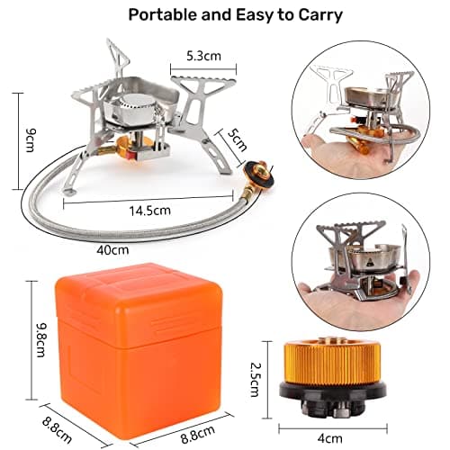 Colmthys Camping Gas Stove, Portable Windproof Backpacking Burner Cooking Stoves 3500W for BBQ Outdoor Cooking Hiking Fishing Picnic with Piezo Ignition Adapters Converter — view 4