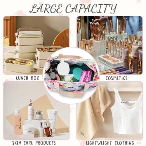 Aucuu Toiletry Bag, Large Full Size Toiletry Bag, Travel Hand-Held Make up Wash Bags, Portable Waterproof Toile-Try Kit, Bathroom Storage Case, Cosmetic Organizer for Travel, Camping for Women Girl — view 3