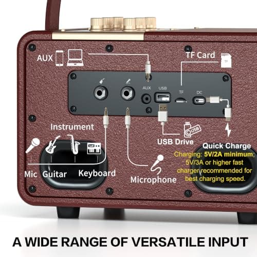 Portable Bluetooth Speaker 240W Peak Power Wireless Speaker Loud (Burgundy) — view 5