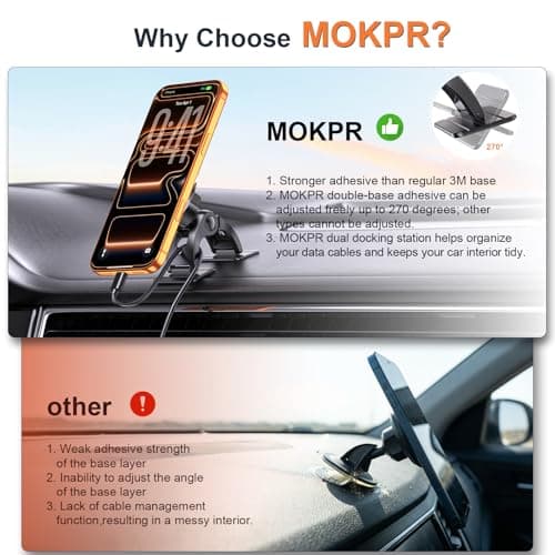 MOKPR for Magsafe Car Mount, Magnetic Phone Holder for Cars — view 5