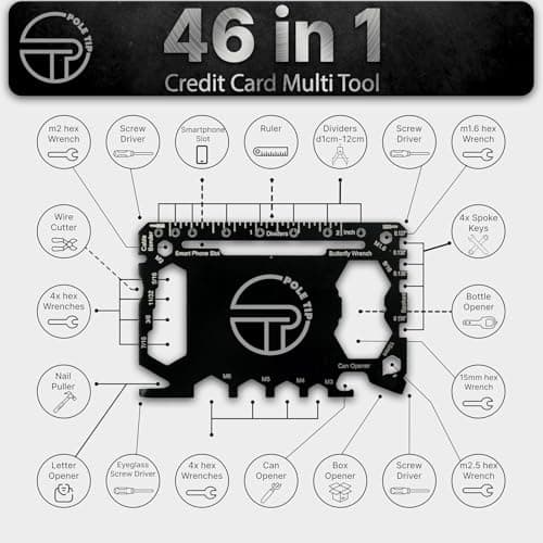 Pole Tip 18 in 1 Snowflake Multi Tool and 46 in 1 Credit Card Multi Tool, Cool gadets for Men, Birthday Gifts for Him, Christmas Gifts for Men who Have Everything, Camping Tools — view 2