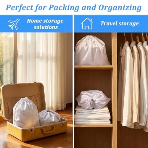 Matwsec 2 Pack Dust Bags for Purses and Handbags, Silk Purse Dust Bags for Storage, 23.62 X 19.69in Large Drawstring Dust Bag, White Dust Cover Bag for Purses Handbags Shoes Boots Clothes Travel — view 5