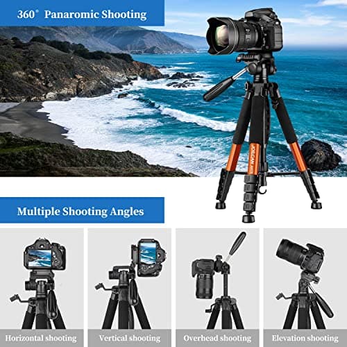 JOILCAN 74"/188cm Camera Tripod, Aluminum Tripod for DSLR/Canon/Nikon/Video — view 4