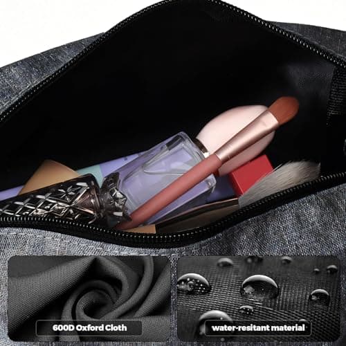 Woobroo Travel Toiletry Bag for Men and Women, Portable Travel Wash Bag Water-Resistant Shaving Bag Makeup Bag with Handle Dopp Kit for Toiletries Accessories Cosmetics Brushes — view 3