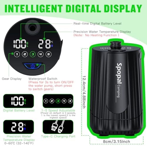 Spopal 10000mAh Portable Camping Shower Pump for Camping Hiking Pet Washing — view 4