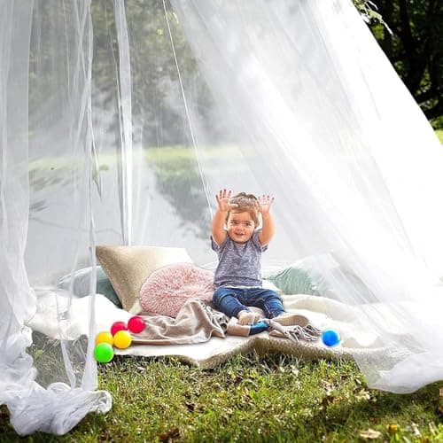 Round Mosquito Net For Bed, Mosquito Net Travel Hanging for Single King Size Beds Baby Crib Great with Fine Mesh for Travel, Camping and Canopy At Home (White) — view 4