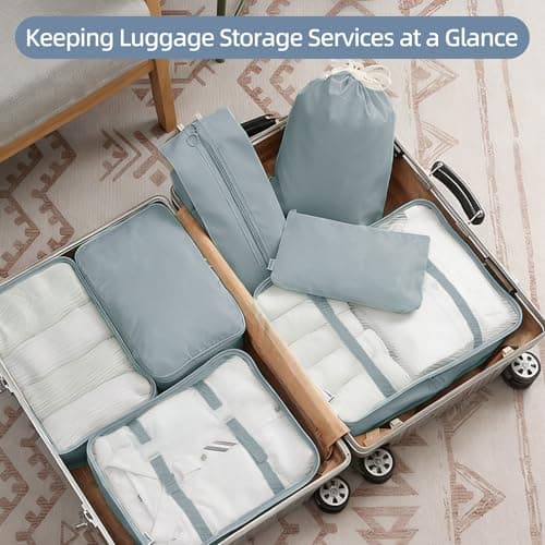 12Pcs Packing Travel Cubes for Suitcase Luggage Organizers with 5 Drawstring Bags,Suitcase Organiser Bag with Waterproof Shoe Storage Bag Compression Pouches Grey — view 6