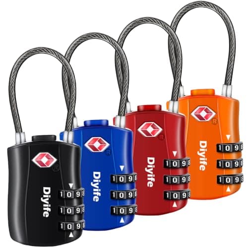 Diyife TSA Approved Luggage Locks with Flexible Steel Cable, Easy to Set up