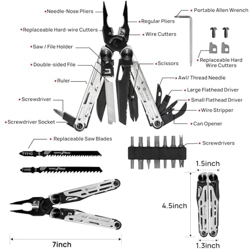 BIBURY Multitools, BI2045B Pro Multi Tool Foldable Pliers Screwdriver-Black — view 2