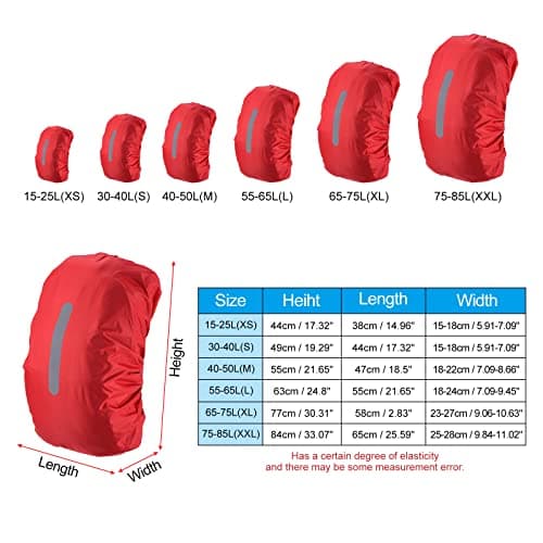 PATIKIL Waterproof Backpack Rain Cover 15-25L XS Red — view 2