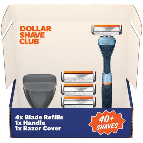 Dollar Shave Club | Travel Shaving Kit | 4 Swift Rinse Refill Cartridges, 1 Handle (Blue) and 1 Razor Cover