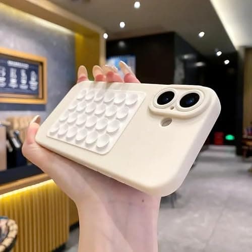 Silicone Sticky Suction Pad Phone Holder – Reusable Anti-Slip Grip Mount for Car, Desk, Wall, or Dashboard, Strong Suction Phone Stand (White)