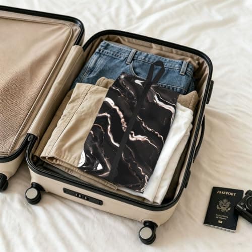 Black Rose Gold Marble Print Waterproof Shoe Bag Travel Bag with Carry Strap Storage Bag Versatile Cosmetic Bag-2pcs — view 6