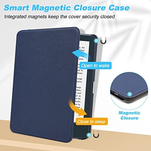 DMLuna Case for Kobo Clara 2E 6" 2022 Release, Ultra Slim Lightweight Folio Premium PU Leather Protective Cover with Auto Sleep/Wake Function, Navy Blue — view 3