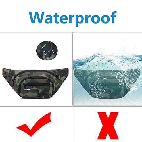 Waterproof Bum Bag Waist Fanny Packs Travel Hiking Outdoor Sport Money Hip Bag Pouch Pack Holiday Running Belt (Green#1) — view 5