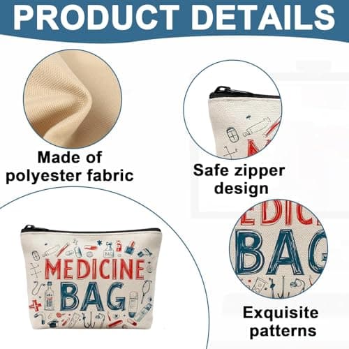 Medicine Bags for Travelling, Mmedication Bag, 2pcs Medication Organizer Pouches for Pills and Medical Supplies, Portable Medicine Storage for Travelers, Nursing Professionals, 7.08 x 8.66 Inches — view 3