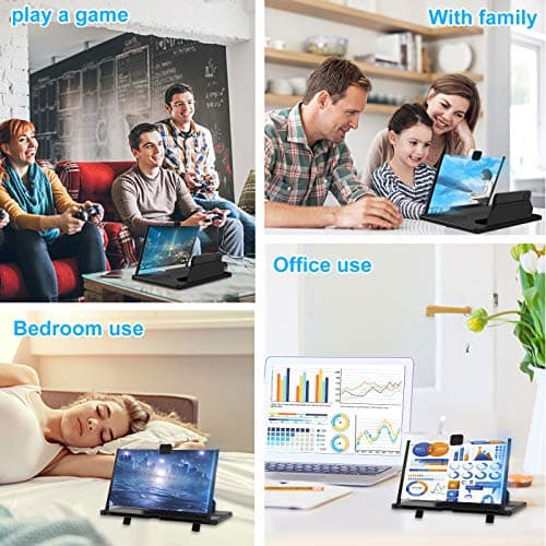 Hopeful 14" Thin Foldable Phone Magnifier Screen Foldable HD 3D Blu-ray Easy to Carry Gadgets for Men Gifts Technology 3d Movies Phone Projector（black） — view 6