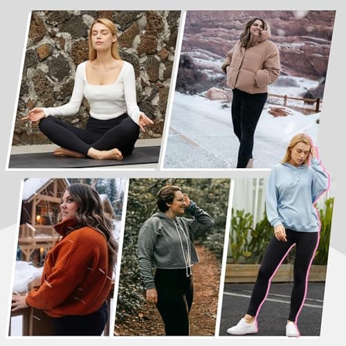 AMIYOYO Fleece Lined Leggings Women High Waisted Thermal Leggings Navy Blue — view 2