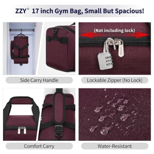 ZZY 25L Small Gym Duffle Bag, 17 inch, Maroon — view 4