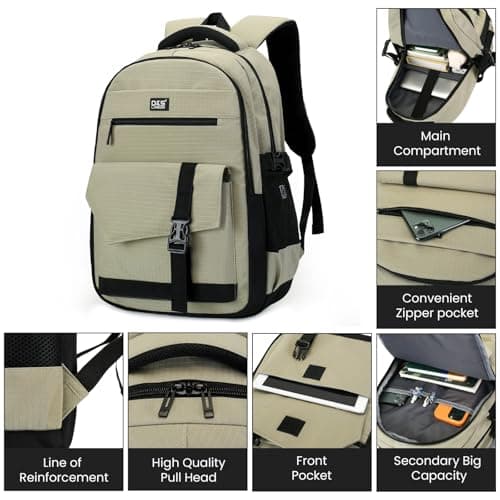 D&S London® Holborn Modern Backpack – Sage Green | Waterproof Laptop Backpack | Premium Work bag, Travel bag & School Bag Rucksack | Spacious, Durable, Cabin-Approved Bag for Men & Women 50L — view 2