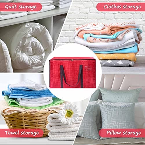 Rainberg 110L Large Storage Bag, Fabric Clothes Bag, Thick Large Size Under Bed Storage, duvet storage bag, Moisture proof. (Red) — view 4