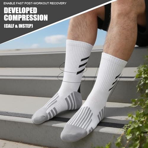 Zuimei 3 Pair Compression Athletic Crew Socks for Men Women — view 5