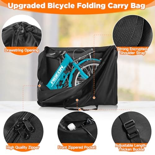 Folding Bike Travel Bag Waterproof,20inch Portable Folding Cycling Bags，Multifunctional Bicycle Carrying Transport Case with Strong Webbing for Airplane Car Shipping,Bike Accessories with Handleba Bag — view 5