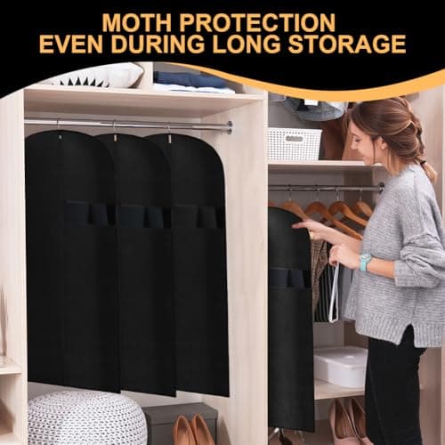 Vicloon Garment Bags, 2PCS Clothes Cover Bags Set Waterproof Dustproof With Zipper, Long Garment Bag Dress Covers Breathable Suit Protector for Clothes/Shirts/Gowns/Dresses 60 * 120cm — view 6