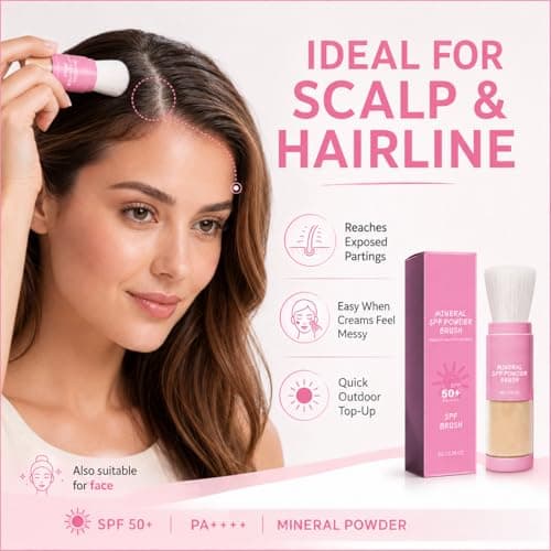 Mineral Sunscreen Powder, SPF 50+ Mineral Setting Powder, Brush On Sunscreen - Lightweight Face Powder, Oil Control Matte Finish - Travel Size for Scalp, Hairline & Face — view 4