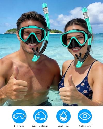 Lealinga Snorkel Set Adults with Flippers, Anti-Fog Snorkel Set — view 6