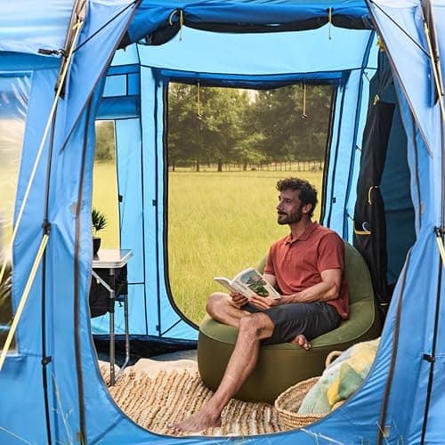 Hi-Gear Zenobia Eclipse 6 Man Tent with Darkened Bedrooms, Spacious Living Area & Sewn In Groundsheet, 6 People, Easy to Pitch, Tunnel Design, Ideal for Family Camping, Festivals, 4000mm HH — view 6