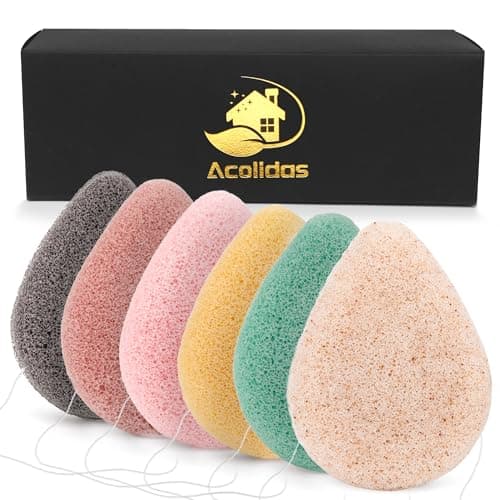 Konjac Exfoliating Organic Cleansing Facial Sponges Set - Natural Walnut Charcoal Konjac Face Scrubbers Sponge for Body Exfoliator Skincare Makeup Removal, Safe for Oily Dry Combination Sensitive Skin