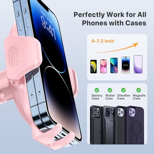 miracase Car Phone Holder, Stable Double Steel-Hook Air Vent Car Phone Mount Cradle 360°Rotation, One Button Release Mobile Phone Holder for iPhone, Galaxy, All 4.0''-7'' Smartphones — view 4