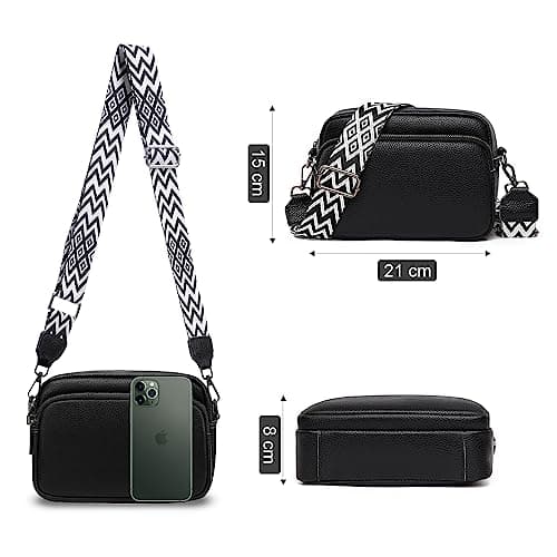TIAASTAP Crossbody Bags for Women - Leather Handbags & Shoulder Bags with Adjustable Wide Strap Camera Cross Body Bag for Ladies Girls Travel Shopping Work (Black) — view 6